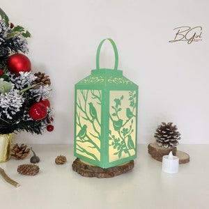 Vogel Papierschnitt Laterne Licht Box Vorlage, schneiden Cricut, 3D Laterne Papier geschnitten Lightbox svg Datei DIY, Shadow Box Paper Cut