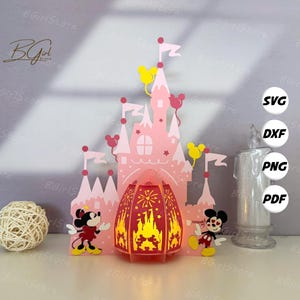 Lanterne d'amour château lanterne PDF, SVG, modèle Studio - modèle amour bricolage papier découpé - lanterne d'amour pour décorations de la Saint-Valentin