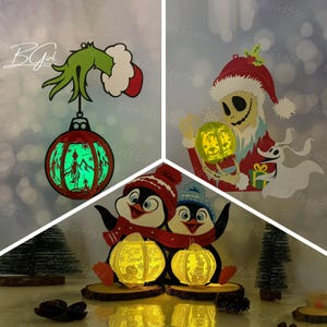 Pack 3 Christmas Lantern PDF, SVG, Studio Template - DIY Christmas Paper Cut Template - Christmas Lantern for Christmas Decorations