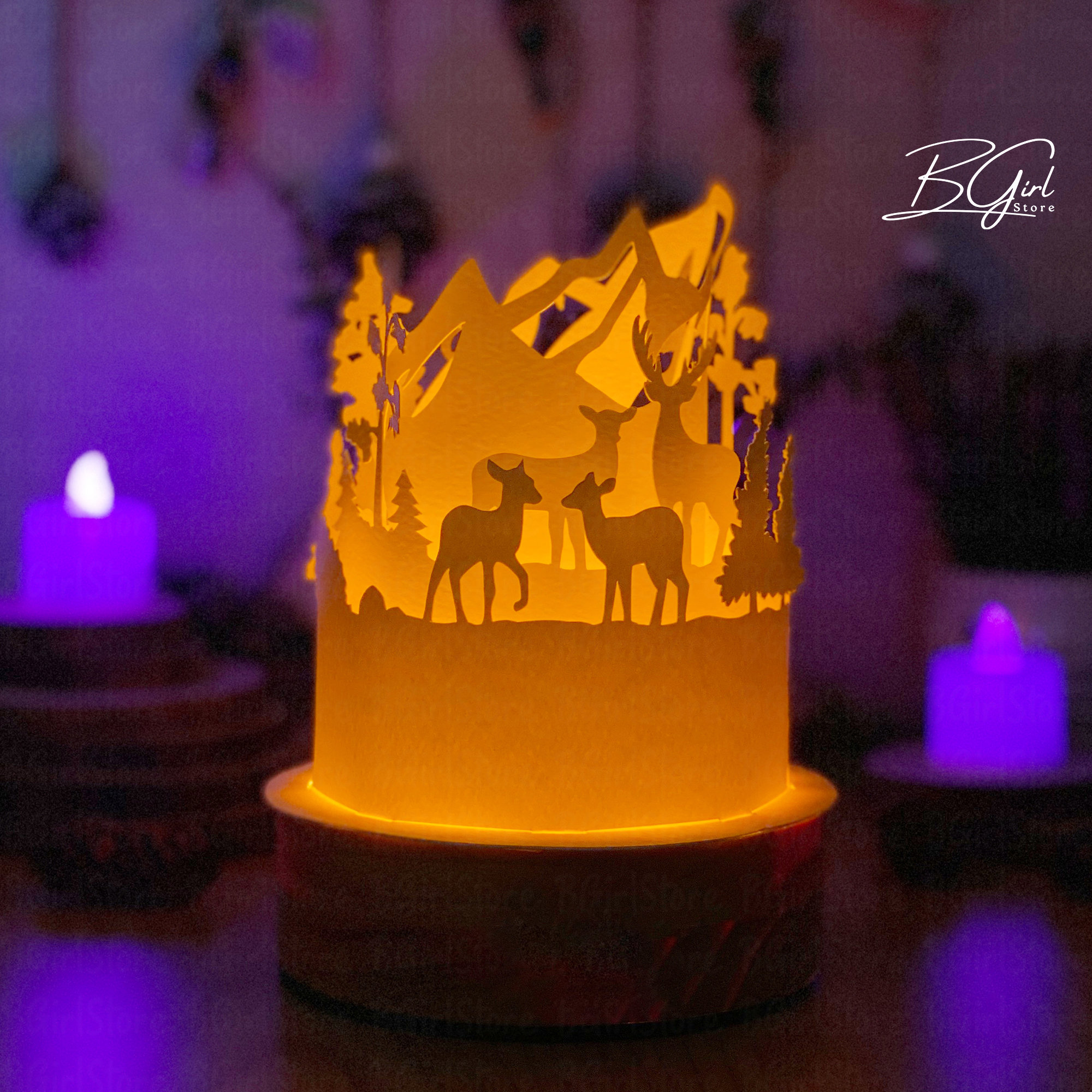 Deer Paper Cut Dome Lantern Light Box Template, 3D Lantern Paper Cut ...