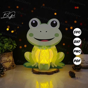 Frosch Laterne PDF, SVG, Studio Vorlage - DIY Frosch Papierschnitt Vorlage - Tier Laterne für Heimdekorationen
