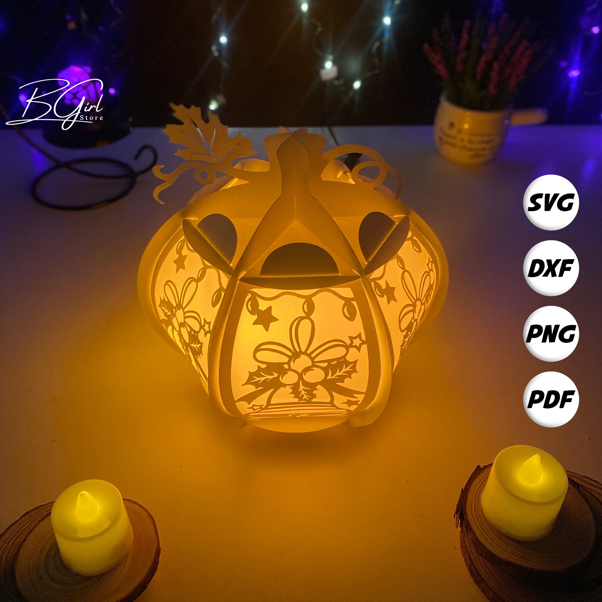 Christmas Bell Pumpkins Christmas Lantern SVG for Cricut Projects DIY ...