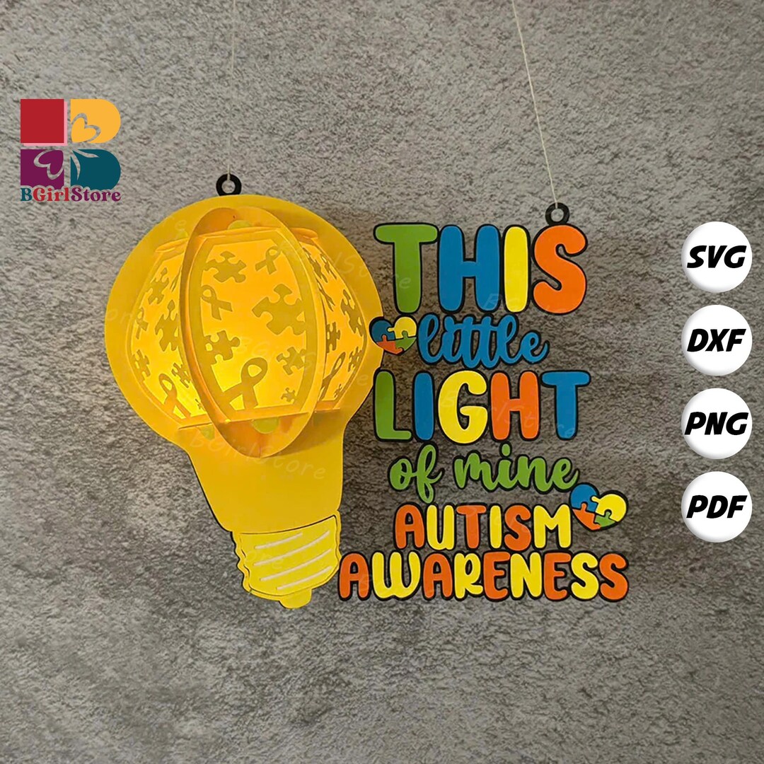 Autism Lantern PDF, SVG, Studio Template - DIY Autism Paper Cut ...