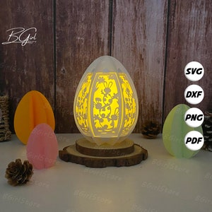 Lanterne de Pâques 2 SVG pour Cricut Maker, Cameo4, ScanNcut, oeuf de Pâques lanterne en papier, lanterne 3D en papier découpé lightbox svg DIY, découpe Cricut