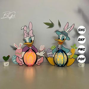 Lot de 2 lanternes canard lanterne de Pâques PDF, SVG, modèle Studio - bricolage Pâques papier découpé modèle - lanterne de Pâques pour décorations de Pâques
