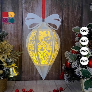 Christmas Balls Lantern Droplet SVG For Cricut Projects DIY, Paper Lantern For Christmas Decor, Paper Cut Light Box 2