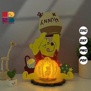 Bear Lantern PDF, SVG, Studio Template - DIY Animal Paper Cut Template - Cartoon Lantern for Home Decorations