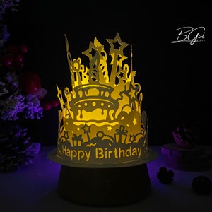 Happy Birthday 3 Papierschnitt Kuppel Laterne Licht Box Vorlage, 3D Laterne Papierschnitt Lightbox DIY, schneiden Cricut, svg Vorlage Cricut
