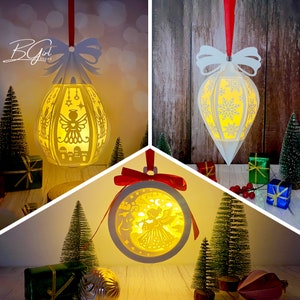 Pack 3 Christmas 51 Paper Cut Lantern Svg File, Christmas Lantern Paper Cut, Christmas Lantern SVG Template, DIY Paper Lanterns