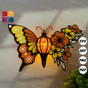 Butterfly Flower Lantern PDF, SVG, Studio Template - DIY Cutie Paper Cut Template - Cricut Cutie Lantern for Home Decorations 3