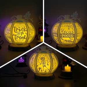 Pack 3 Halloween 1 Pumpkins Halloween Lantern SVG For Cricut Projects DIY, Paper Lantern For Halloween Decor, Paper Cut Light Box