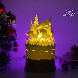 Modelo de caixa de luz de lanterna de cúpula de corte de papel de cavalo, arquivo svg de caixa de luz de corte de papel de lanterna 3D DIY, corte Cricut, modelo svg Cricut
