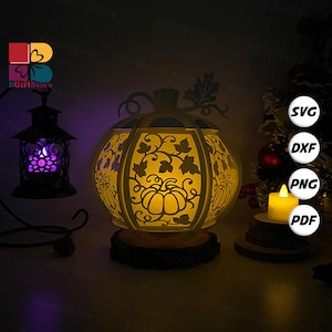 Pumpkins Halloween Lantern SVG For Cricut Projects DIY, Paper Lantern For Halloween Decor, Paper Cut Light Box