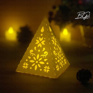 Christmas 4 Paper Cut Lantern Svg File, Christmas Pyramid Lantern Paper Cut, Christmas Lantern SVG Template, DIY Paper Lanterns