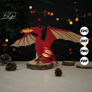 Lanterne Dragon Lanterne PDF, SVG, modèle Studio - DIY Dragon Paper Cut Template - Lanterne Dragon pour décorations animales