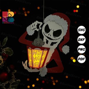 Nightmare Xmas 2 Lantern PDF, SVG, Studio Template - DIY Christmas Paper Cut Template - Christmas Lantern for Home Decorations