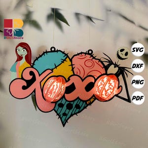 Nightmare Couple Lantern PDF, SVG, Studio Template - DIY Halloween Paper Cut Template - Halloween Lantern for Halloween Decorations
