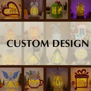 Scatola luminosa tagliata in carta, design personalizzabile, SVG personalizzabile, silhouette personalizzabile, regalo personalizzabile, scatola luminosa personalizzata, fai da te