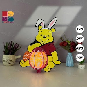 Easter Bear Lantern SVG For Cricut Projects DIY, Paper Lantern For Easter Decor, Paper Cut Light Box