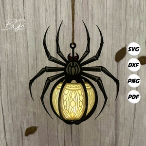 Lanterne araignée PDF, SVG, modèle Studio - modèle araignée bricolage - lanterne araignée pour décorations animales 1