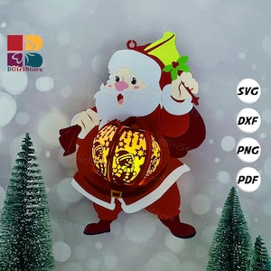 Santa Lantern PDF, SVG, Studio Template - DIY Christmas Paper Cut Template - Christmas Lantern for Christmas Decorations