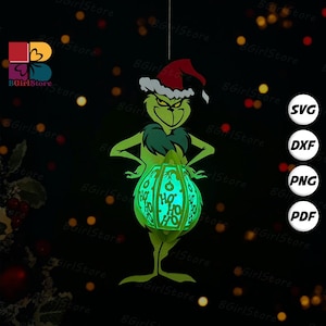 Merry Christmas 2 Lantern PDF, SVG, Studio Template - DIY Christmas Paper Cut Template - Christmas Lantern for Home Decorations