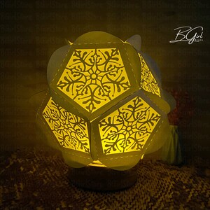 Snowflake fly paper cut pentagon lantern light box template, 3D lantern paper cut lightbox svg file DIY, cutting Cricut, Shadow Box PaperCut