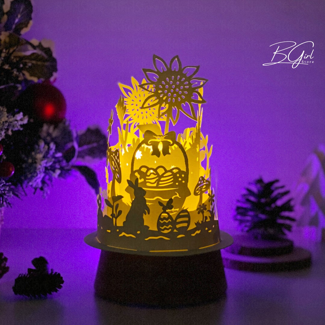 Easter Paper Cut Dome Lantern Light Box Template, 3D Lantern Paper Cut