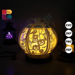 Boo Pumpkins Halloween Lantern SVG For Cricut Projects DIY, Paper Lantern For Halloween Decor, Paper Cut Light Box
