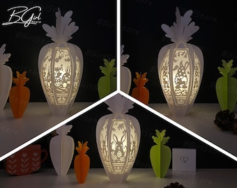 Pack 3 Easter Lantern PDF, SVG, Studio Template - Easter Lantern for Easter Decorations - DIY Easter Paper Cut Template