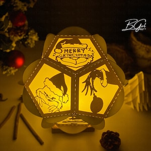 Weihnachten Papierschnitt Pentagon Laterne Licht Box Vorlage, 3D Laterne Papierschnitt Lightbox svg Datei DIY, schneiden Cricut, Shadow Box Paper Cut