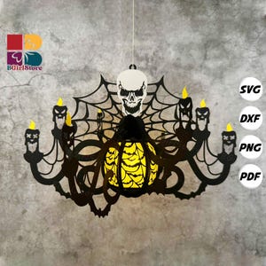 Halloween Chandelier Lantern PDF, SVG, Studio Template - DIY Halloween Paper Cut Template - Halloween Lantern for Home  Decorations 2