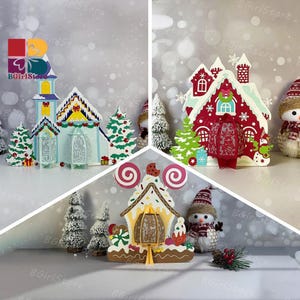 Pack 3 Different Xmas Lantern PDF, SVG, Studio Template - DIY Christmas Paper Cut Template - Christmas Lantern for Home Decorations 16