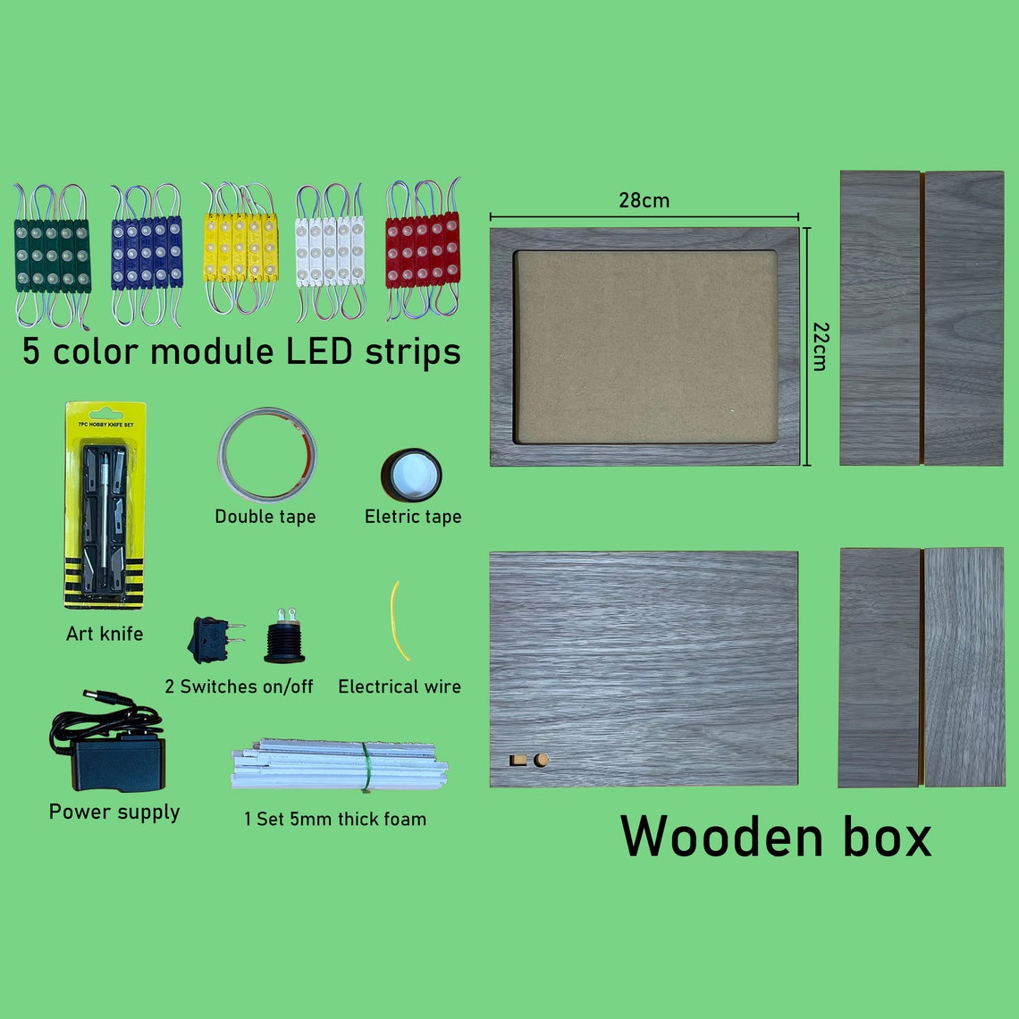 A Rectangle Light Box Kit for Shadow Box Light Box Shadow Etsy