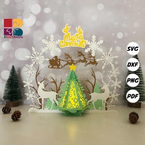 Deer Xmas Lantern PDF, SVG, Studio Template - DIY Christmas Paper Cut Template - Christmas Lantern for Home Decorations 4