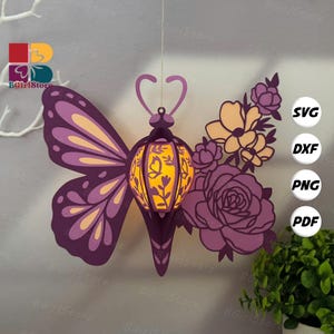 Butterfly Flower Lantern PDF, SVG, Studio Template - DIY Butterfly Paper Cut Template - Butterfly  Lantern for Home Decorations 1