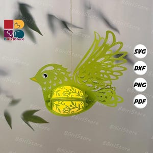Vogel Laterne PDF, SVG, Studio Vorlage - DIY Tier Papierschnitt Vorlage - Tier Laterne für Wohndekorationen