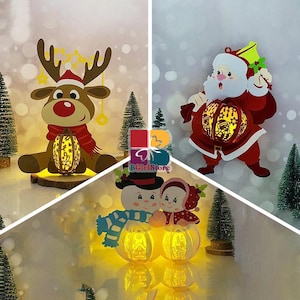 Pack 3 Christmas Lantern PDF, SVG, Studio Template - DIY Christmas Paper Cut Template - Christmas Lantern for Christmas Decorations