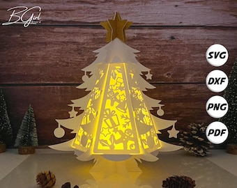 Christmas 1 Pine Christmas Lantern SVG For Cricut Projects DIY, Paper Lantern For Christmas Decor, Paper Cut Light Box 2