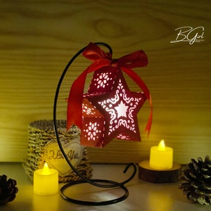Christmas 1 paper cut star lantern light box template, 3D lantern paper cut lightbox svg DIY, cutting Cricut, Shadow Box Paper Cut
