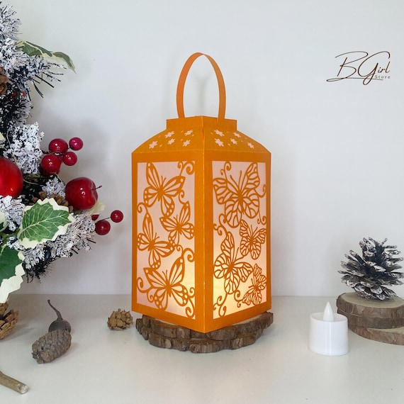 蝶の切り絵ランタンライトボックステンプレート、クリカットの