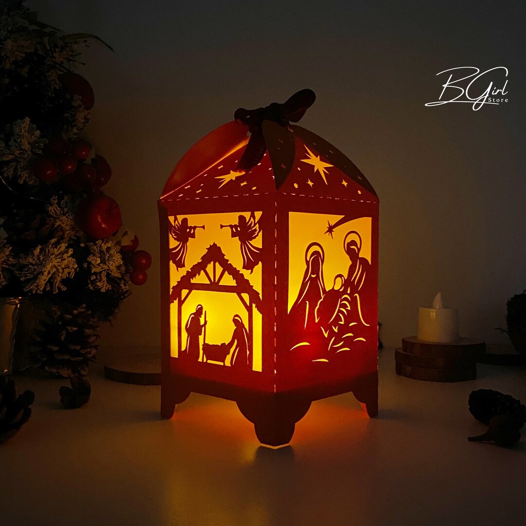 Nativity Paper Cut Lantern Light Box Template, Svg Template Cricut