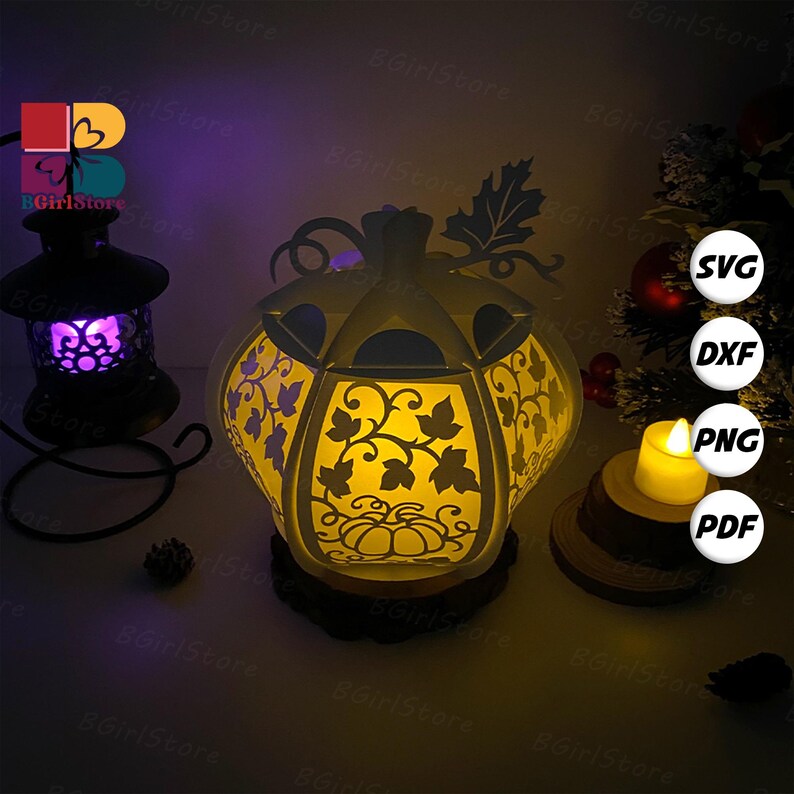 Pumpkins Halloween Lantern SVG for Cricut Projects DIY, Paper Lantern ...