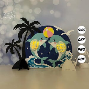 Lanterne dauphin PDF, SVG, modèle Studio - bricolage lanterne dauphin modèle papier découpé - lanterne océan pour décorations animales