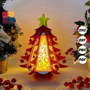 Christmas Balls Lantern Pine SVG For Cricut Projects DIY, Paper Lantern For Christmas Decor, Paper Cut Light Box 2
