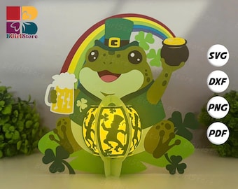 St. Patrick’s Day Frog Lantern PDF, SVG, Studio Template - DIY  Patrick Day Paper Cut Template -  Patrick's Day Lantern for Home Decorations