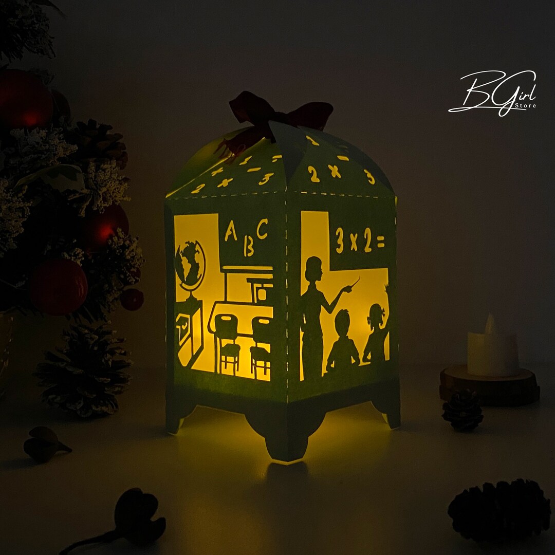 Classroom Paper Cut Lantern Light Box Template, Svg Template Cricut