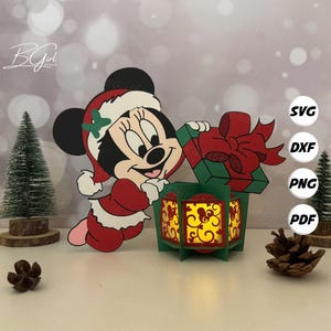 Lanterna di Natale a forma di topo in PDF, SVG, modello da studio - Modello fai da te per tagliare la carta di Natale - Lanterna di Natale per decorazioni domestiche 2