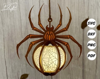 Spider Lantern PDF, SVG, Studio Template - DIY Spider Paper Cut Template - Spider Lantern for Animal Decorations 2
