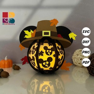 Mouse Lantern PDF, SVG, Studio Template - DIY Thanksgiving Paper Cut Template - Thanksgiving Lantern for Home Decorations 1